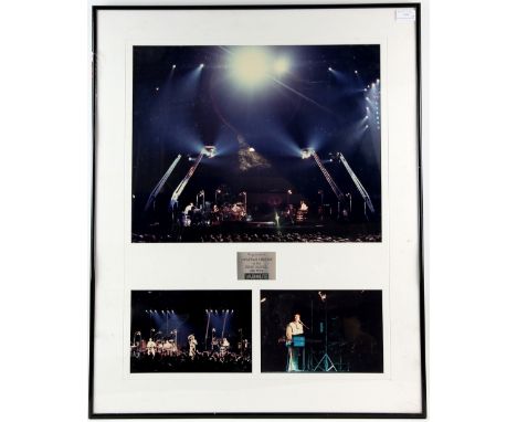 Peter Gabriel - 1986 Tour, a framed photographic montage presented to Jonathan Smeeton by Variolite, a framed display from Ha