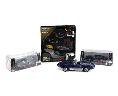 Steve McQueen Bullitt Four Piece Collectors set, Ford Mustang GT, 1968 Didge Challenger R/T &amp; a Franklin Mint 1965 Corvet