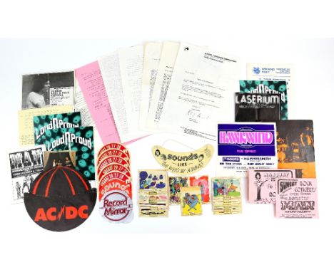 Early 70’s rock ephemera including letters regarding Rolling Stones and Who concert tickets, The Who’s Christmas greeting fly