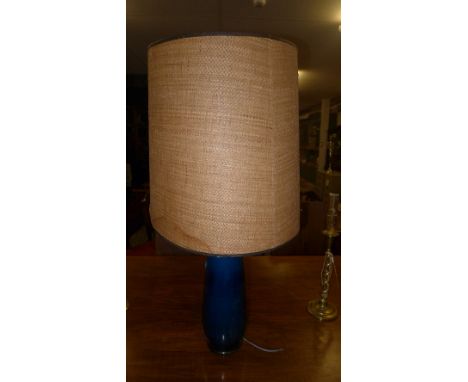 A studio pottery mottled blue table lamp 