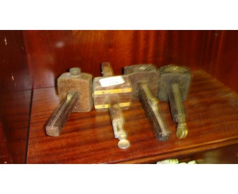 4 x vintage wood brass scorer guages