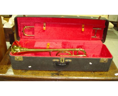 Vintage Boosey & Hawkes trombone in hardboard case
