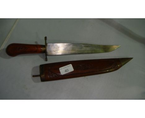 Vintage South East Asian knife in wooden sheath