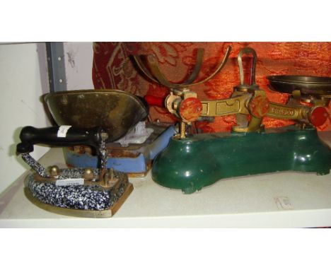 Vintage irons & kitchen scales