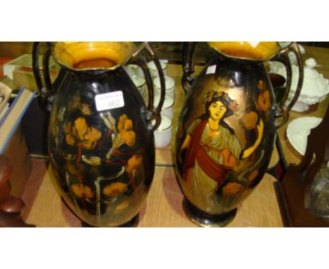 Pair of Art Nouveau continental pottery vases