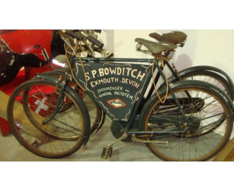 Vintage Raleigh gents bike with painted advertising panel