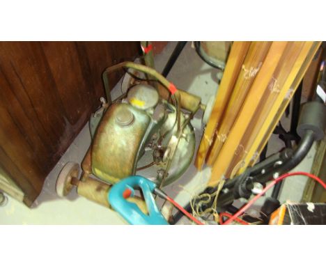 Vintage JAP lawnmower & wooden blinds