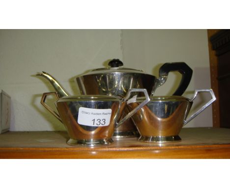 Art Deco silver plated three part tea set