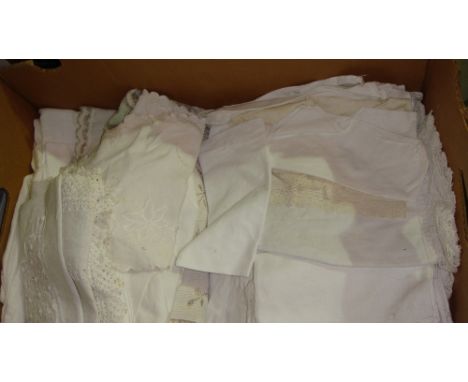 Box of vintage linen and lace