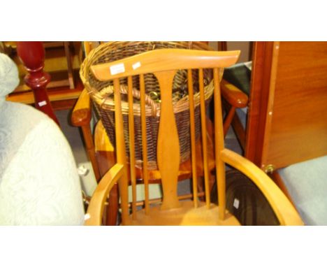 2 x rocking chairs & standard lamp, wicker basket