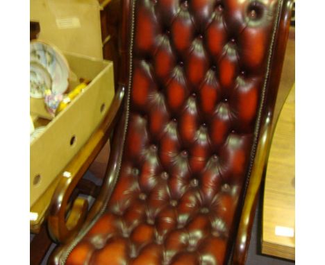20th century leather button back salon chair