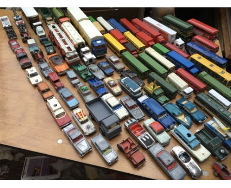 A collection of loose playworn diecast vehicles including Corgi, Dinky , Solido, EFE etc