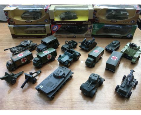 A collection of boxed and loose Military diecast vehicles including, Solido, Dinky, Corgi etc