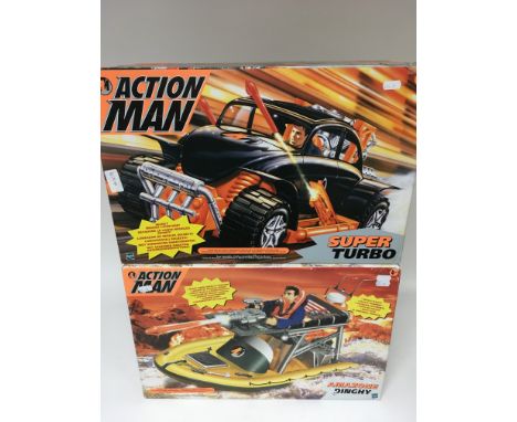 An Action Man super turbo car and a Amazon Dinghy. (2)