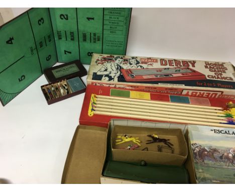 A collection of Vintage racing games Including Merit, Derby , horse racing game, Escalado, horse racing game and Cardora seri