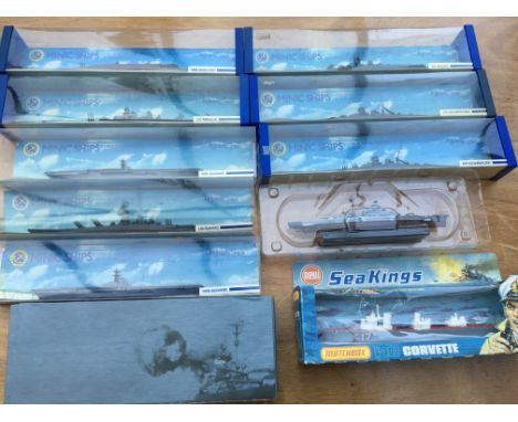 Triang Minic ships, 1:1200 scale, boxed diecast models, also included is a Matchbox K302 Corvette etc