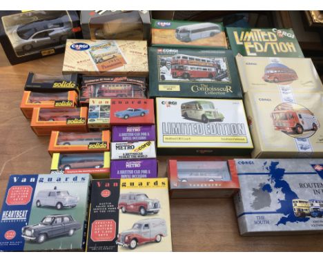A collection of boxed diecast vehicles including Corgi, Solido etc