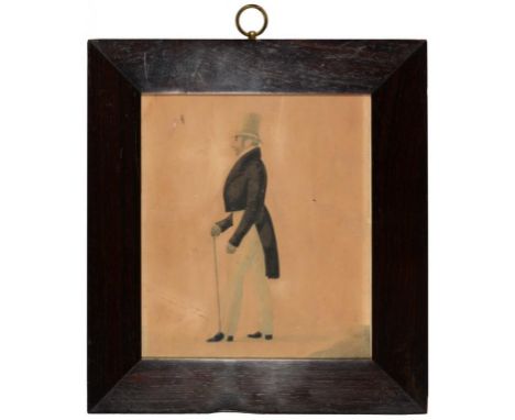 RICHARD DIGHTON (1795-1880) PORTRAIT OF A GENTLEMAN  full length in profile, indistinctly signed and inscribed (R Dighton 67.