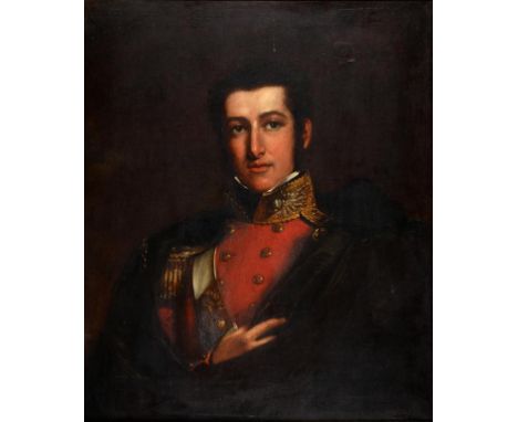 ENGLISH SCHOOL,1830-1850 PORTRAIT OF AN OFFICER THE ROYAL FUSILIERS (7TH REGIMENT OF FOOT) bust length in uniform, oil on can