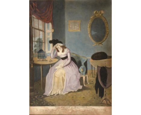 LAURIE &amp; WHITTLE, PUBLISHERS (1794-1812) THE SQUIRE'S DAUGHTER LAMENTING THE LOSS OF HER ROBIN  hand coloured aquatint, 1