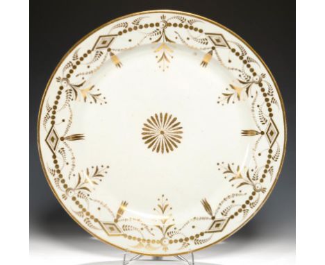 A FRENCH EMPIRE WHITE AND GILT CHARGER OR STAND, PROBABLY PARIS,  C1810 43cm diam++Light wear only 