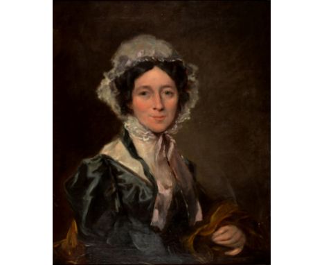 ENGLISH SCHOOL, EARLY 19TH CENTURY PORTRAIT OF MISS ELIZABETH PIGOT OF SOUTHWELL  bust length in a dark blue dress and lace c