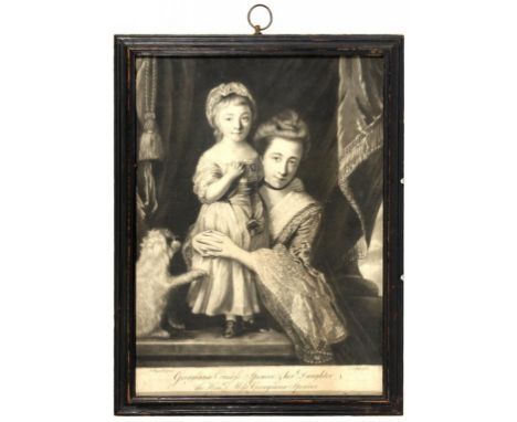 C CORBUTT (RICHARD PURCELL, FL 1744-1766) AFTER SIR JOSHUA REYNOLDS GEORGIANA COUNTESS SPENCER &amp; HER DAUGHTER  mezzotint,