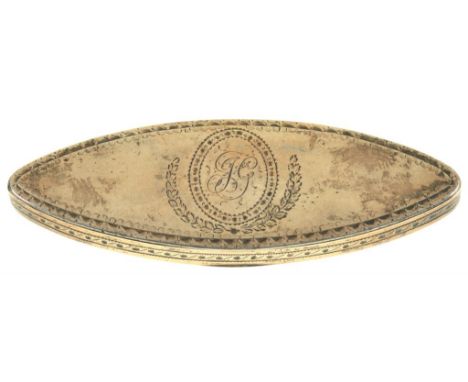A GEORGE III BRIGHT CUT SILVER TOOTHPICK BOX, C1800  with integral hinge, 9cm l, by Phipps &amp; Robinson, maker's mark only,