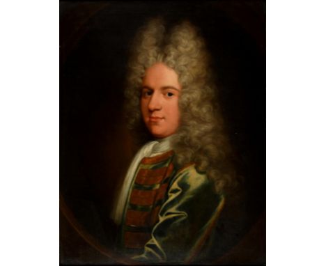 FOLLOWER OF JOHN CLOSTERMAN PORTRAIT OF A NOBLEMAN  bust length, feigned oval, oil on canvas, 74 x 58cm, in carved frame++Lin