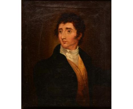 ENGLISH SCHOOL, EARLY 19TH CENTURY PORTRAIT OF A LADY; PORTRAIT OF A GENTLEMAN   pendants, half length, oil on canvas or pane