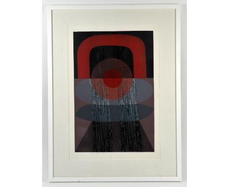 Peter Green (1933) "Red Night Beacon" wood cut print, signed, dated 02 and numbered 2/10 60cm x 41cm