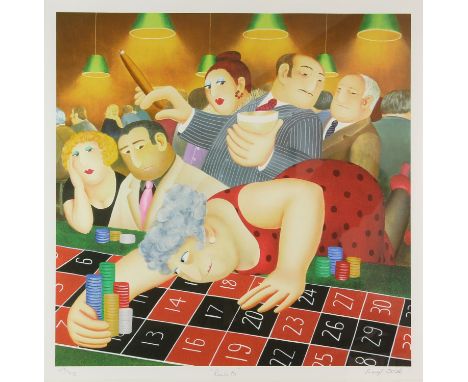Beryl Cook (British, 1926-2008), 'Roulette', lithograph in colours, ed. 103/395, signed in pencil to margin, 50 x 50cm, frame