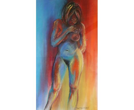 Paul Whitehead (Australian, contemporary), nude female portrait. Pastel. Signed lower right. Framed and glazed. Image size 75