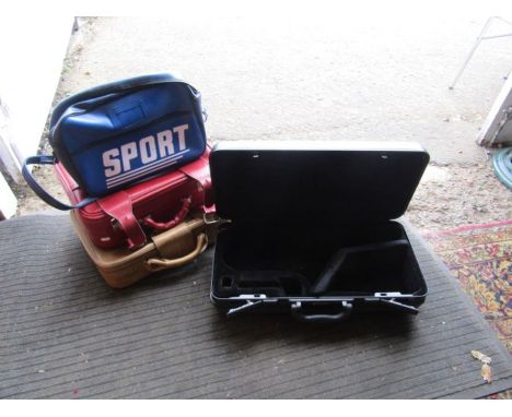 Hardshell saxaphone case and 3 vintage bags