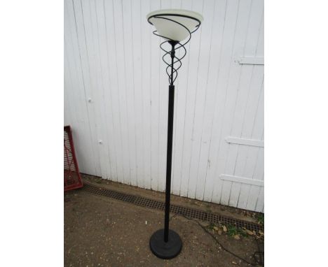Metal floor lamp with glass shade 