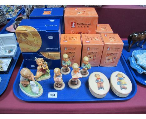 Eight Boxed M. J. Hummel Models, (including six Exclusive Editions) - Honor Student, Sunflower Friends, Private Conversation,