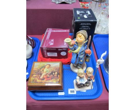 A Goebel Limited Edition 'Boy with Horn and Lantern', height 19cm 103/200, a Hummel Club 'Celebrate with Song' model (boxed) 