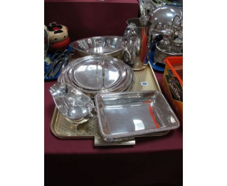 A Large Plated Jug, a plate engraved "Presented to Mr & Mrs R. S. Hattersley on the occasion of their marriage Aug. 28. 1917"