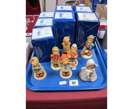Seven Boxed M. J. Hummel Figures, including Pearl Silver Angel, Evening Prayer, First Mate, Alpine Dancer, Ring in the Season