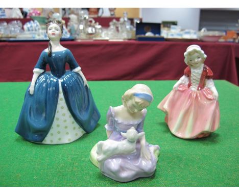 Three Royal Doulton Figures, including 'Mary Had a Little Lamb' HN2048, 'Dinky Do' HN2120 and 'Debbie' HN2385. (3)