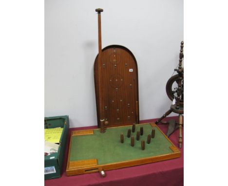 A Mid XX Century Wooden Hit-A-Pin Bagatelle-Jaques London; together with a mid XX Century wooden pub table skittles game.