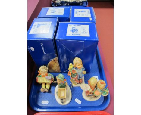 Four Boxed Hummel Figures, including 'Lets Sing, Little Landscaper, Congratulation and Going to Grandma's 'Final Issue 2004' 