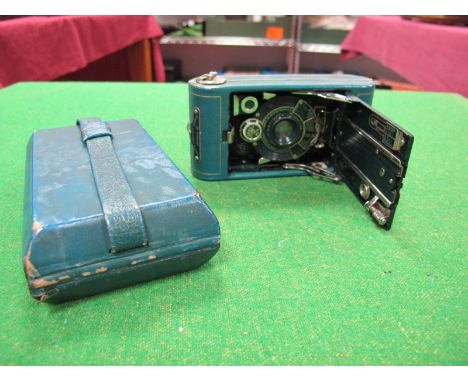 A Blue Kodak Vanit Vest Pocket Series III Camera, F/6.3, 83mm, No. 42917, with case. 