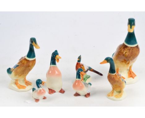 A set of three graduated Beswick mallard ducks, 756-1, 756-2 and 756-3, also four ceramic ducks (7). CONDITION REPORT: Appear