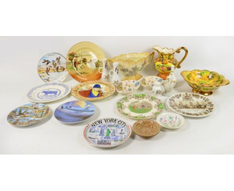 A mixed lot of ceramics including Hose St. Pottery hand painted jug and bowl, five assorted plates including Royal Doulton an