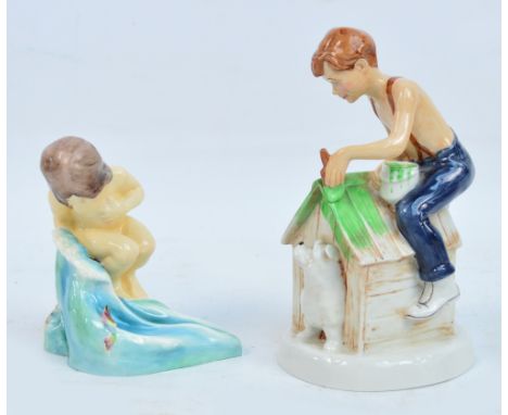 A Royal Worcester porcelain figure modelled by F.G. Doughty; 3417 "October", and a Royal Doulton figure; HN2971 "As Good As N