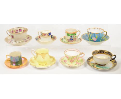 Eight porcelain cups and saucers including Royal Albert, Austrian, WH Goss etc.