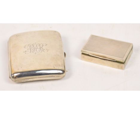 An Edward VII hallmarked silver cigarette case of rounded rectangular form centred with initials "JHK" to the hinged lid, Wil