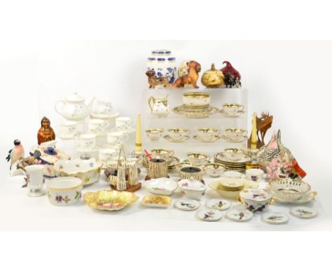 A large quantity of ceramics including Sadler tea ware, a Kirkham Pottery three piece cruet set, egg cups on stand, mustard p