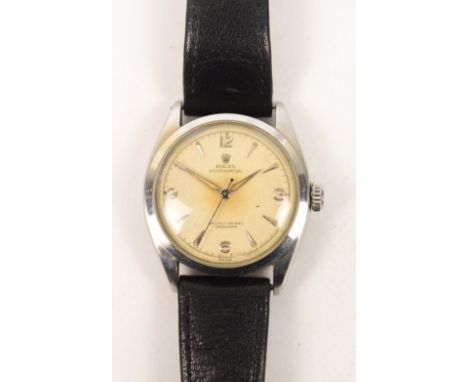 ROLEX; a gentleman's 1950's stainless steel Oyster perpetual wristwatch with circular dial inscribed "Rolex Oyster Perpetual,